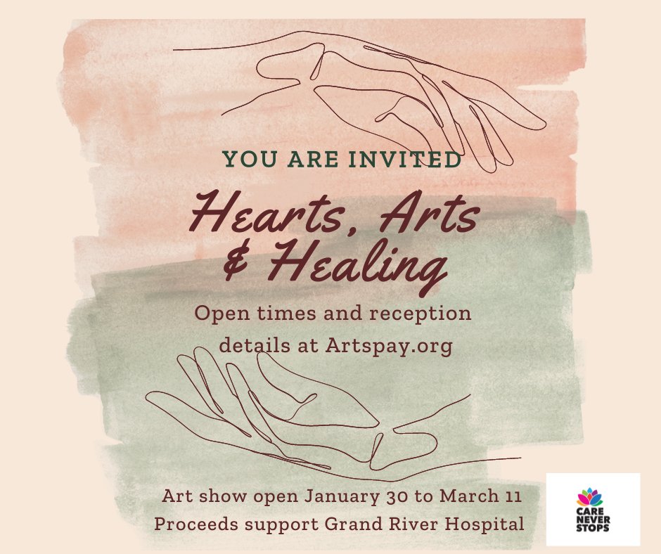 ramsayroz's tweet photo. Hearts, Arts and Healing Feb 1- March 11 Reception Sunday Feb 19 1-5 pm Meet the #artists #supportlocal  Grand River Hospital Kitchen Details https://t.co/8BCiCPPiW2 https://t.co/n7KQiJvr2F