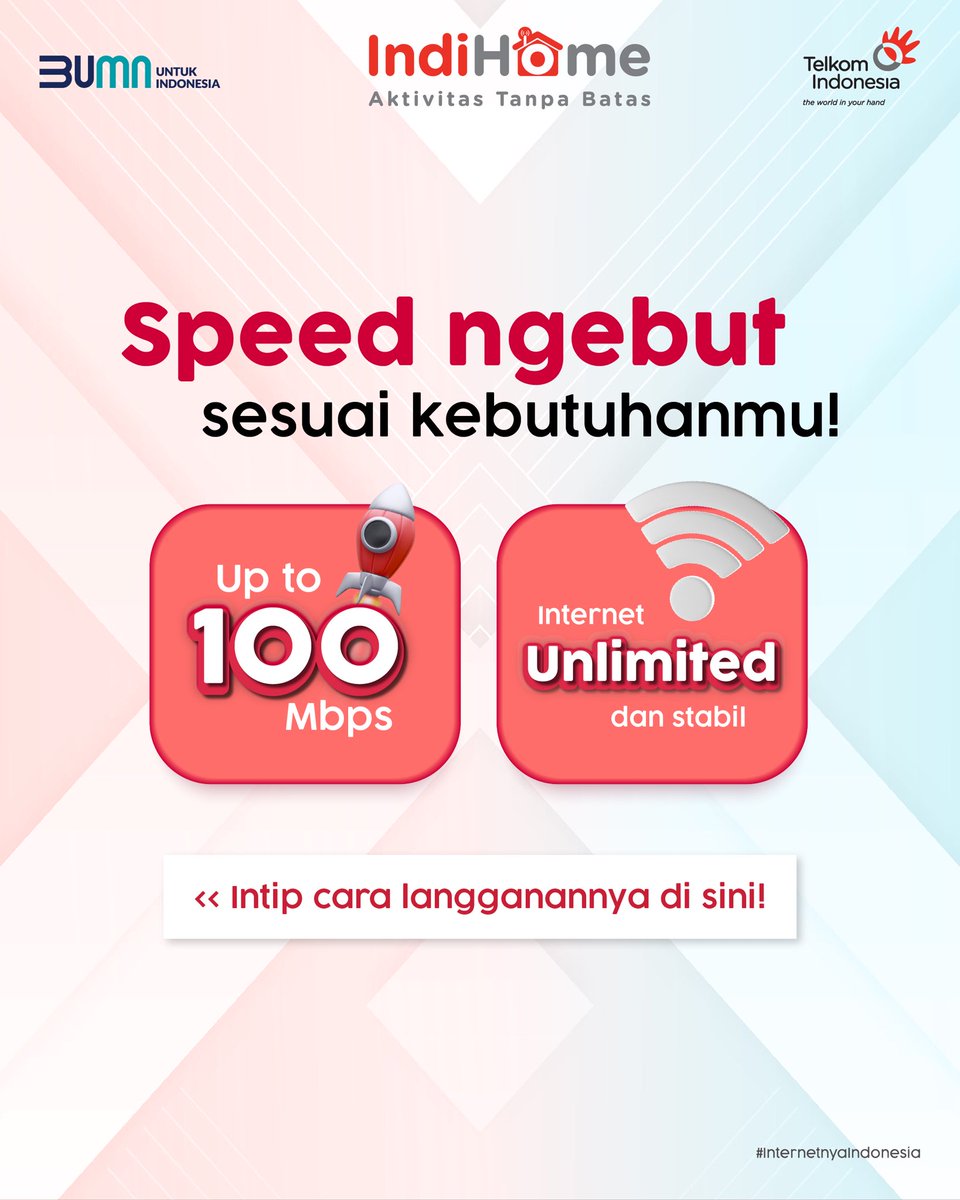 IndiHomeCare's tweet photo. Mau nambah kecepatan internetan Kamu biar makin produktif? Ini dia solusinya, Upgrade Speed dari IndiHome!🤩

Anti ribet dan banyak pilihan kecepatan internet hingga 100 Mbps. Langsung aja simak cara berlanggananya via website IndiHome, yuk! https://t.co/04Pq4WDx8d