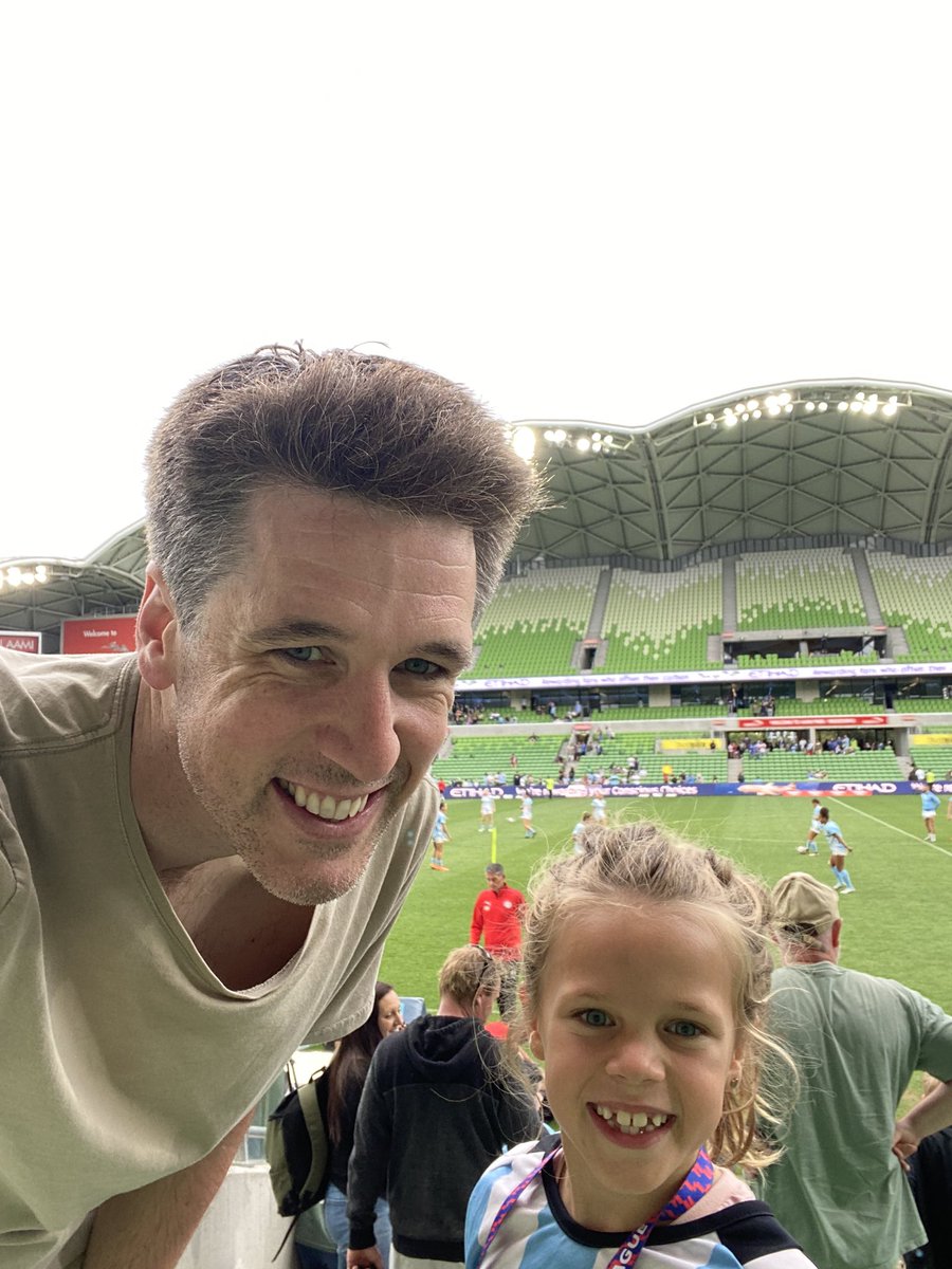 Quinny_1's tweet photo. Attending our first @aleaguewomen game

Olivia is tipping a @MelbourneCity victory

Her dad is cheering for plenty of goals.

(Over 2.5 preferably) https://t.co/NkjAiZodbN
