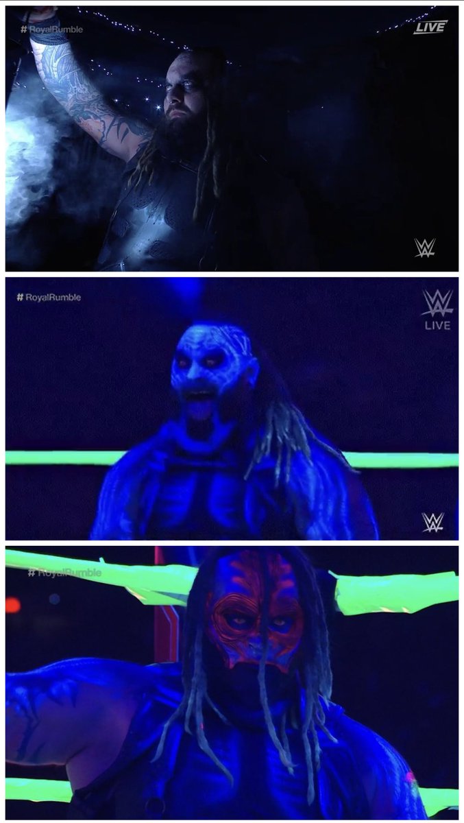 NandoLuisRoman's tweet photo. Only @Windham6 has the genius mental capacity to give you three different versions of himself in one match!! This is pure brilliance! I’ll fight anyone who says otherwise!#BrayWyatt is that facepaint or black light tattoos…cause brother that is dedication if it’s the latter! https://t.co/EE2nzQHHMp
