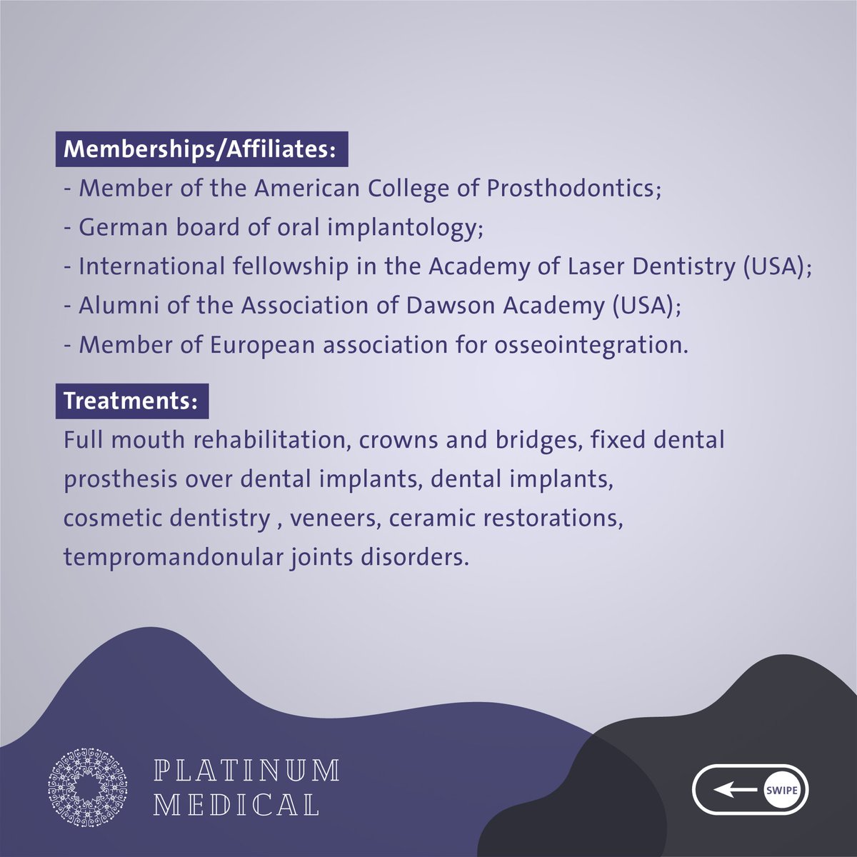 PlatinumQa's tweet photo. With over 18 years of experience in Qatar, Dr. Mohammad brings wealth of experience and knowledge in Prosthodontics and Restorative dentistry through implantology, and Hollywood Smile (Veneers).

Book your consultation by calling 44550422. #Qatar #doha #veneers #implants https://t.co/L03rF1qUhP