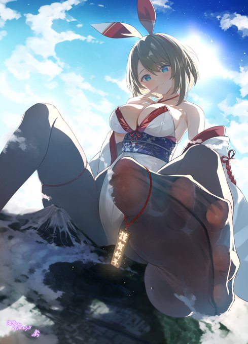 #栗駒こまる
#こまるんあーと

あまりにもおおきい巨神こまるちゃんに祝われる新年イラスト 