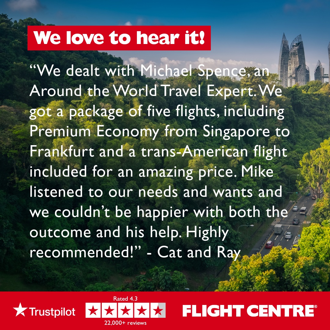 We have specialist teams for round the world travel, business travel, group travel, cruising and more, so we can be your travel made easy centre. 

We love your work Michael! ❤️