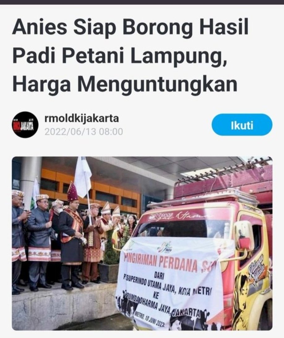 Caramu tidak benar wan, terlalu jahat dan licik,. Saat jadi gubernur, beras gratis yg harus di berikan kepada rakyat yg sangat membutuhkan di biarkan membusuk.

Sekarang biar terlihat paling merakyat dan penuh perhatian, di daerah lain di janjikan ingin borong hasil petani padi.