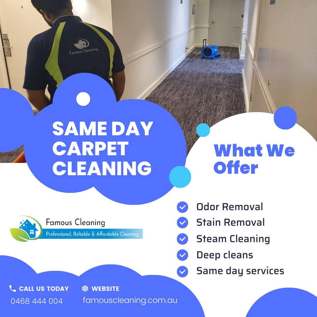 famouscleaning1's tweet photo. Expert Carpet Cleaning from Experienced &amp; Highly-Qualified Staff.  We Will Help You Make Your Carpet Smell Nice and Look Good. 
Don’t Wait Any Longer. Contact Us Today!
Instant Book at : https://t.co/nzp9i6Hat2

#famouscleaning https://t.co/n2qC5CiZxX