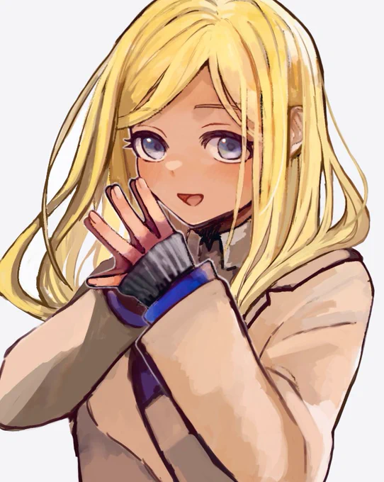 コートの袖から見える制服とセーターが好きっていう絵 