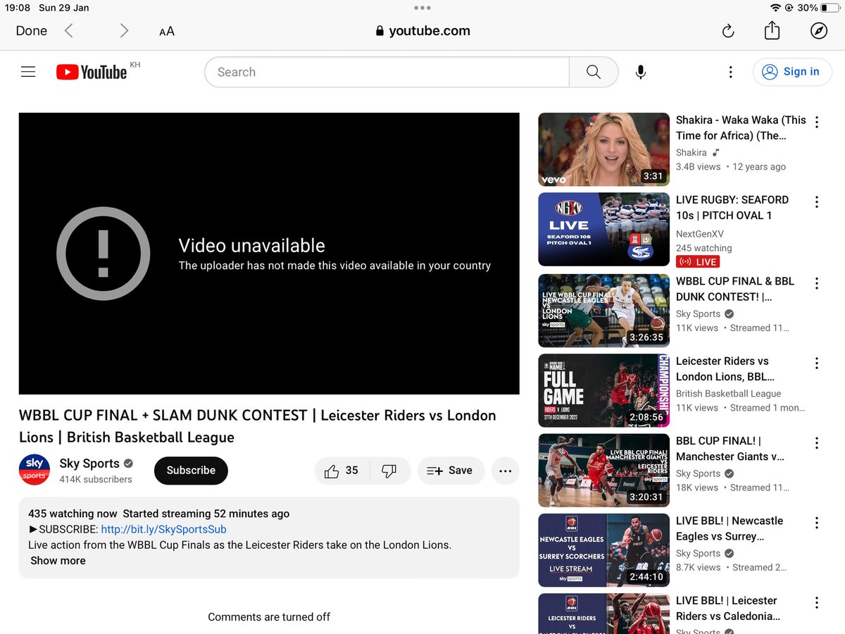 edd_potter's tweet photo. @WBBLofficial @londonlionsw @RidersWomen Well this sucks- seems to work overseas for the men’s link but not the women’s one? https://t.co/GvaGoxPly9