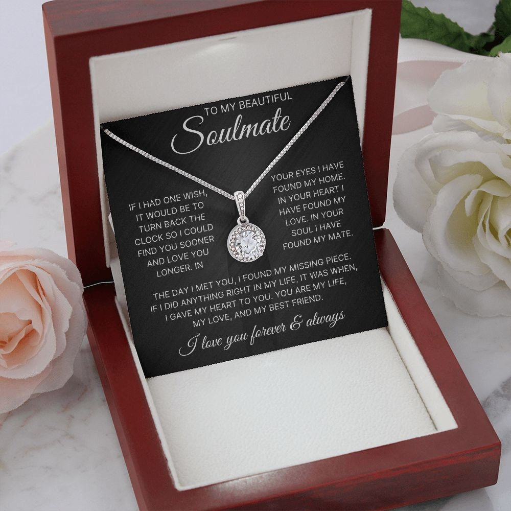 To My Soulmate Eternal Love Necklace Gift For Her, Wife, Girlfriend, Anniversary, Wedding, Valentine, Birthday with Message Card & LED Box etsy.me/3DpIpuV #cubiczirconia #soulmatenecklace #giftforher #wifegift #girlfriendgift #valentinegift #messagecard #chain