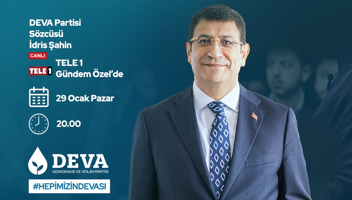 devapartisi's tweet photo. 💧🌱DEVA Partisi Sözcüsü @avidrissahin 29 Ocak Pazar,

🗓 BUGÜN

🕰 20.00’de
  
📺 @tele1comtr'de @zeynellule ile "Gündem Özel" programında gündemi değerlendirecek. https://t.co/FvNJRpAh92