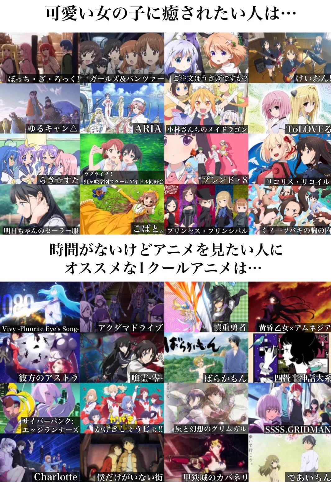 あなたはどのアニメが見たい？見たいアニメ別まとめ。