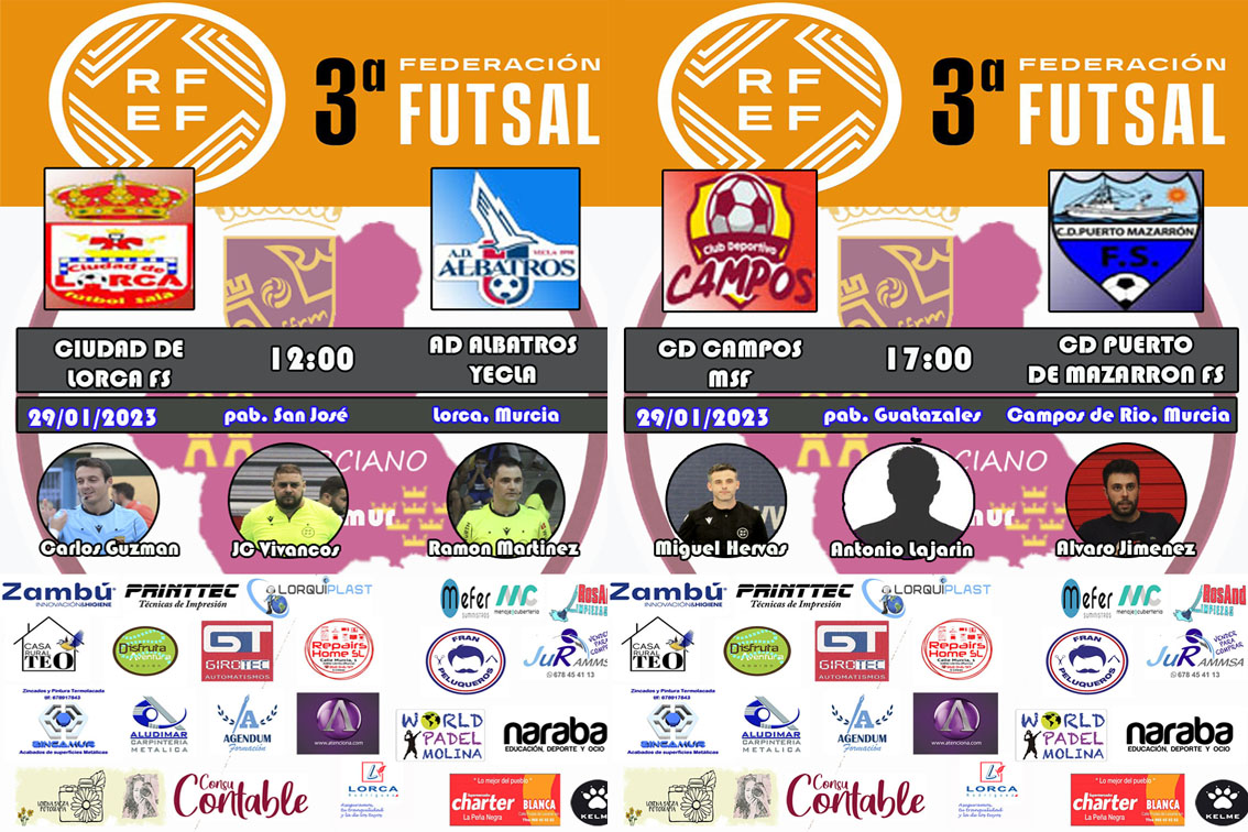 josebae47170450's tweet photo. #lacasadelfutsalmurciano
partidos de hoy 
en tercera ffrm futsal 
jornada 18
@LorcaFs &amp; @albatrosyecla  12:00
@Cdcampos2  &amp; @CDPuertoFS 17:00
#futsalmur #l3futsal #SomosFutsal #somosffrm #fotografiadeportiva #disfrutalaliga https://t.co/0o2iYbyLq6
