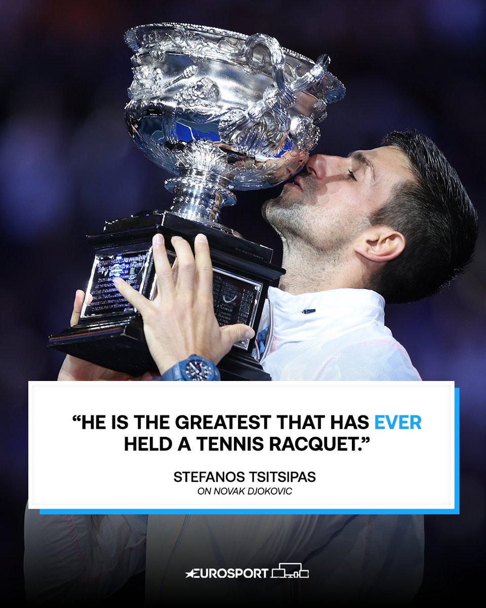 cyclingontnt's tweet photo. Has Stefanos Tsitsipas just answered the GOAT debate? 🐐

#AusOpen | @steftsitsipas | @DjokerNole https://t.co/ywhKkv5CdN