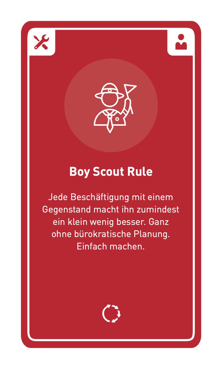 Boy Scout Rule
... besagt, dass Du einen Platz jeweils besser verlassen solltest, als Du ihn vorgefunden hast. Im Code solltest Du daher regelmäßig einfache, toolgestützte Refactorings umsetzen, um bspw. Tippfehler zu beseitigen oder für klare Verantwortlichkeiten zu sorgen.