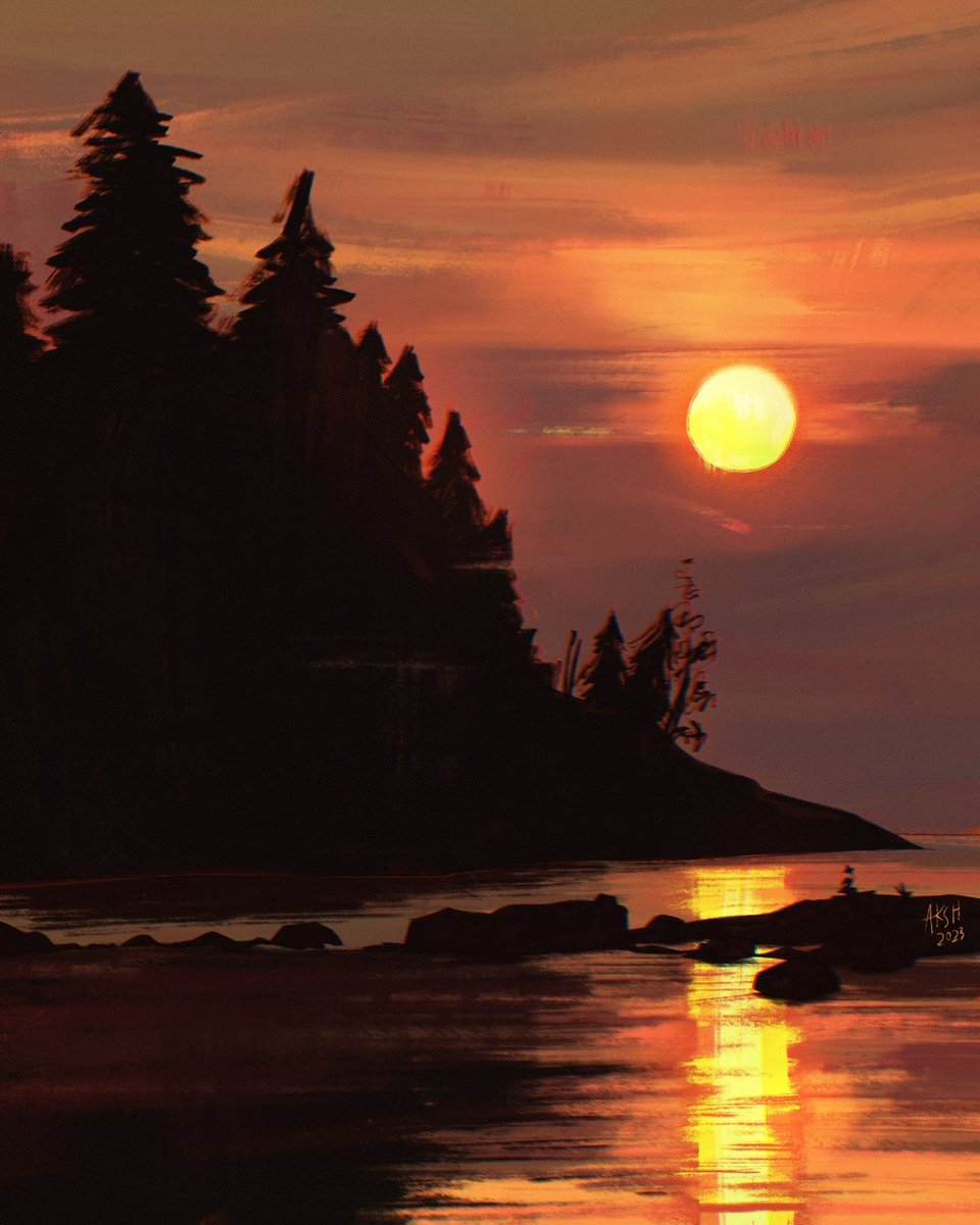 aksharonie's tweet photo. Caption this cuz how do you even caption environment pieces?
#pleinairpainting #sunsetartwork #procreate https://t.co/I7QbS2pebb