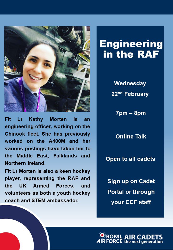MortenKathy's tweet photo. Another one for my @aircadets followers. Really looking forward to this next month. I love talking about my job as a @RoyalAirForce engineer, but more importantly I got so much out of my time as an Air Cadet that I’m always glad to be able to help out where I can. #NoOrdinaryJob https://t.co/hkgsRkJD8B