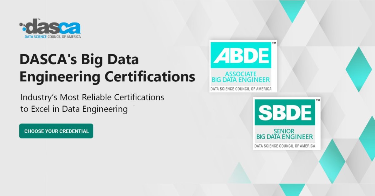 DASCA_Insights's tweet image. DASCA #BigDataEngineering Certifications are major international qualifications today for software engineers & programmers aspiring to enter or grow in the high–demand Big Data development & engineering profession. Choose Your Credential: bit.ly/3EzllK1
#bigdata #dasca