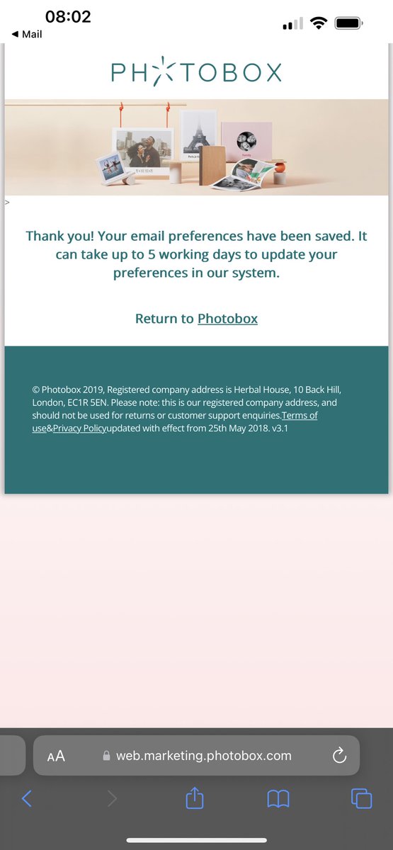 RJSaunders17's tweet photo. Yet another email from you @Photobox @PhotoBox_Help unsubscribing again for the 3rd time in 2 weeks. In complete violation of your privacy policy in processing and using non-contactable personal data. https://t.co/qXanbMi2xV
