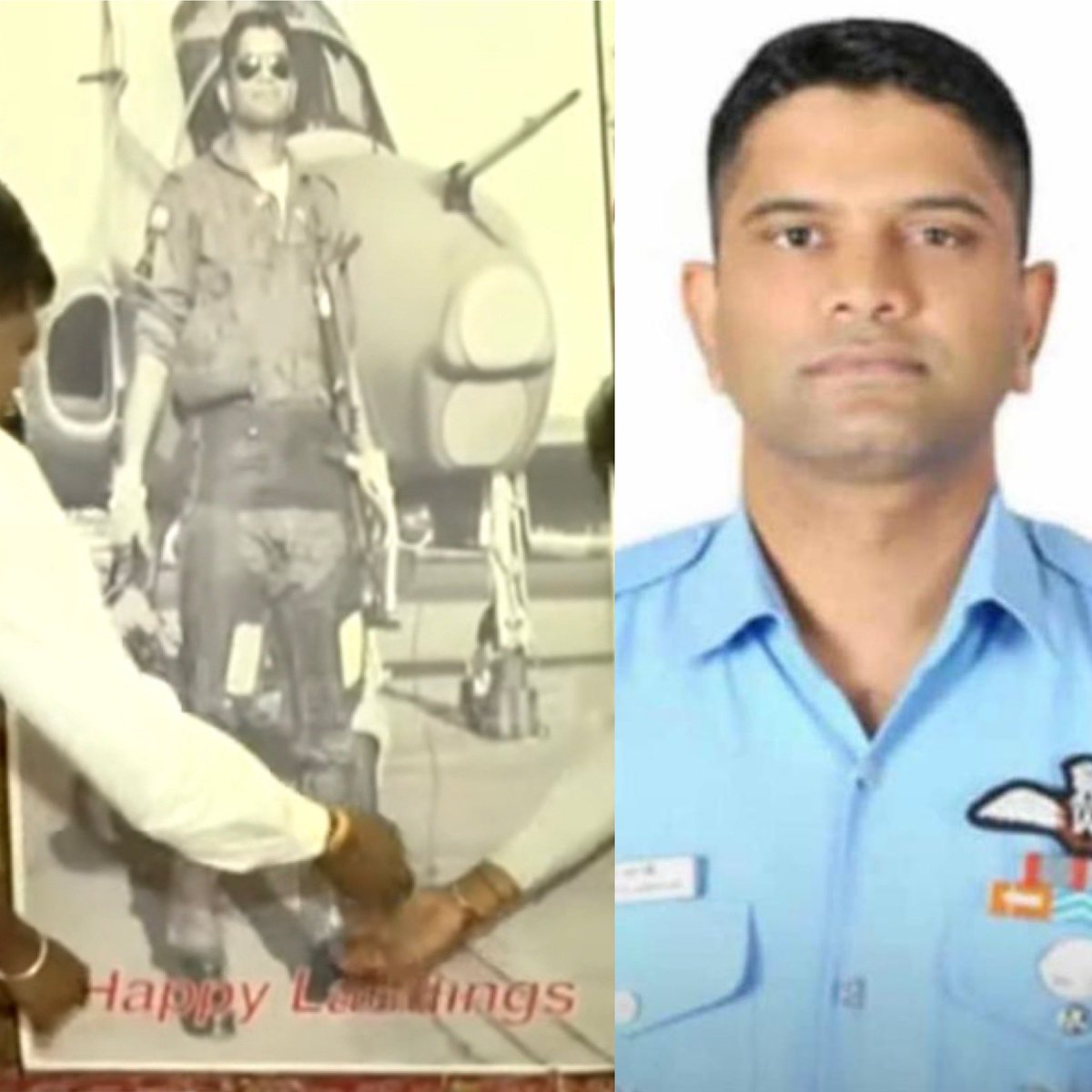 Just so heartbreaking. Wg Cdr Hanumanth Rao Sarathi’s parents have this beautiful poster of their son at home with the words ‘Happy Landings’ on it 💔💔 A picture of Hanumanth during training on Hawks in Bidar before he graduated to fighters. Last rites today. Blue skies 🙏🏽