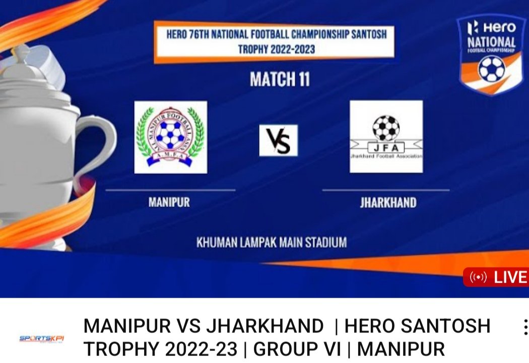 SportsKPI's tweet image. 🚨Match Alert

Watch the live streaming of Manipur vs Jharkhand on our YouTube channel NOW

 Do subscribe to our YouTube channel: youtube.com/live/IL_Z6GM2O…

@IndianFootball 

#santoshtrophy #livestreaming #matchalert #subscribe