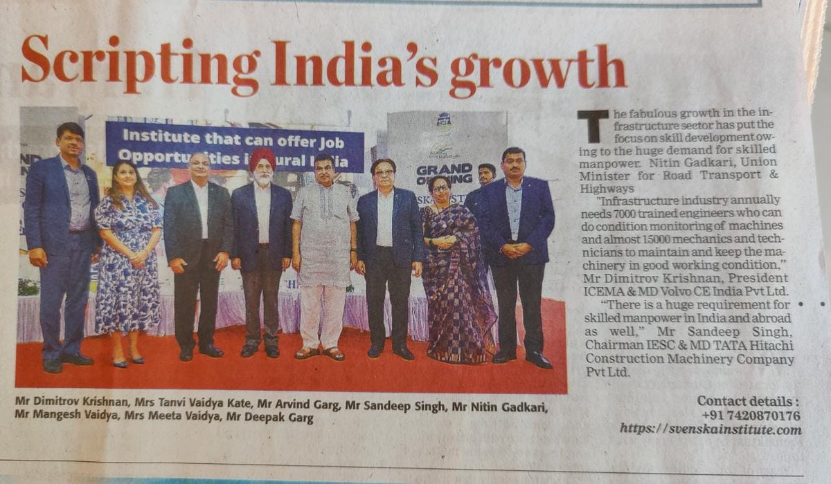 Scripting India's growth with its innovative coaching and teaching method.
<a href="/nitin_gadkari/">Nitin Gadkari</a>  <a href="/VolvoCEIndia/">Volvo CE India</a> <a href="/Tata_Hitachi_IN/">Tata Hitachi</a> <a href="/SanyIndia/">Sany India</a> <a href="/Dimitrov_Ind/">Dimitrov Krishnan</a>