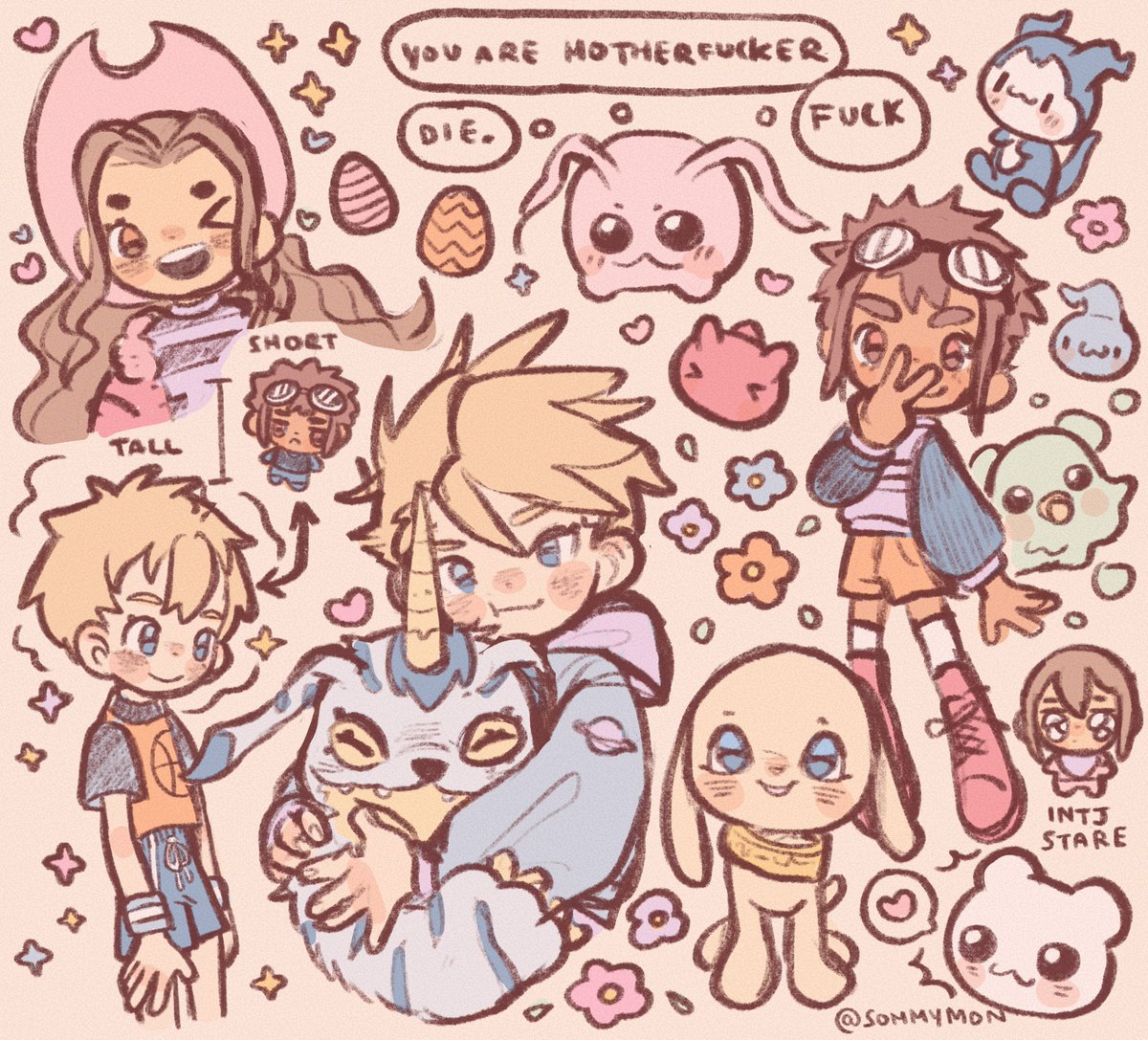 digimon scribble page i’ve been slowly adding to when i’m bored 😗