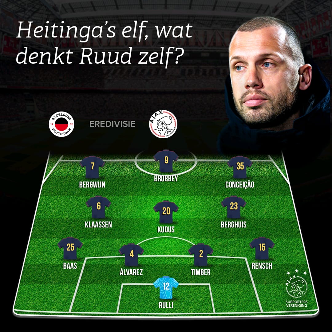 Tijd voor verandering. Spelers op hun vertrouwde plek. Terug naar het vertrouwde spel met buitenspelers die aan de zijlijn mogen voetballen. 
#ajax #excaja #heitingaself