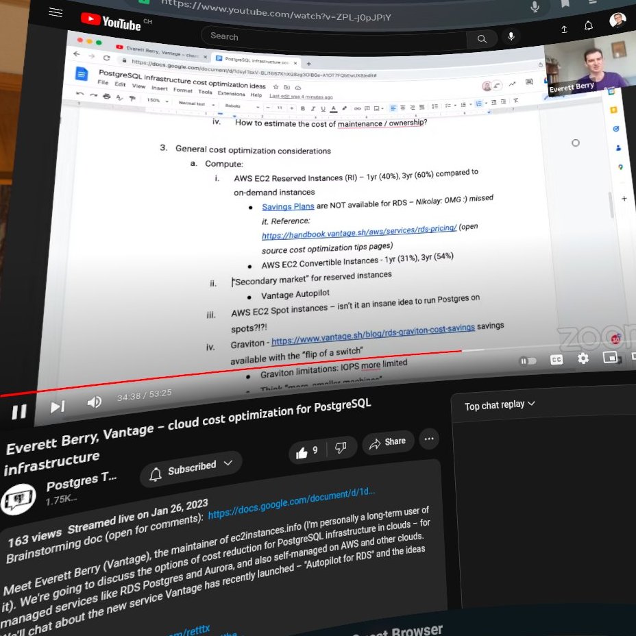 FranckPachot's tweet photo. Great infos for cloud cost optimization in #PostgresTV with @retttx (@joinvantage) and @samokhvalov 
https://t.co/7Vwcdz3qu5 https://t.co/5jGsRtL3yx