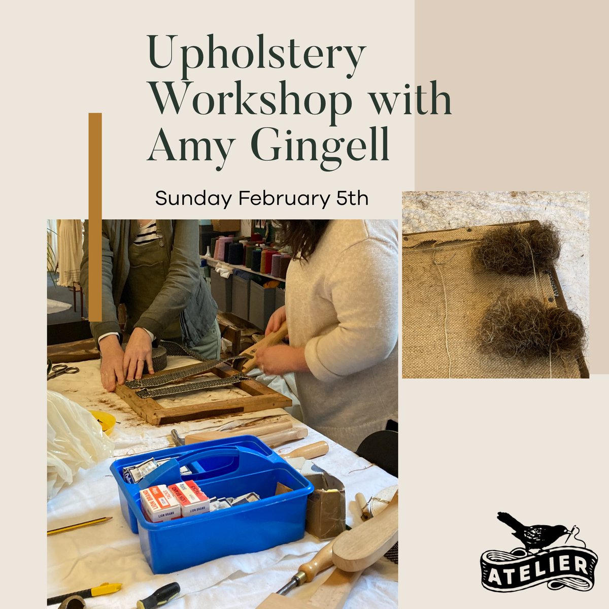 Upholstery workshop next Sunday at Atelier at <a href="/Stroud_TRCH/">Trinity Rooms Community Hub</a> book a space here: atelierstroud.co.uk/product/uphols…