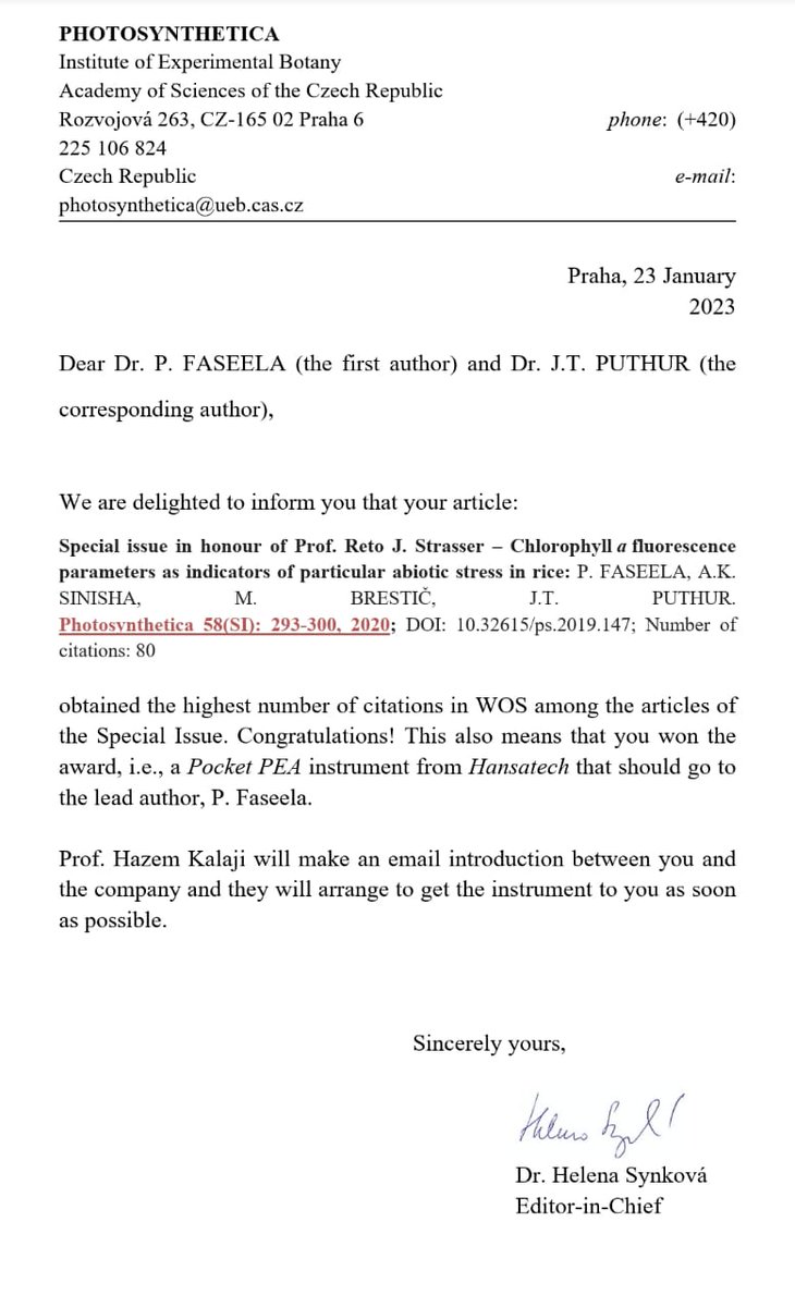 puthur_t's tweet photo. Happy to share this news with you all...
Sincere thanks to my research team for their hard work...
🌿🌿🙏🙏🌿🌿
@HansatechInst https://t.co/5JjwXiKcks