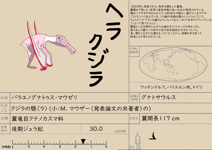 ヘラサギとクジラの間 バラエノグナトゥス #やんわりッ古生物 #翼竜 #古生物 #バラエノグナトゥス #バラエノグナトゥス・マウゼリ #クテノカスマ科 https://t.co/4RU1CwilhE 