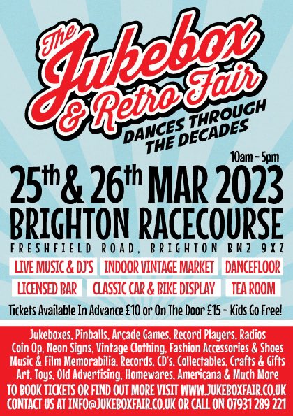 jukeboxandretro's tweet photo. #jukeboxandretrofair @BrightonRace #march #plsrt #sussex #records #vinyl #pinball #jukeboxes #vintage #retro #livemusic #kidsgofree @ClassicRockMag @Rockabilly247 @Rocker_Magazine @RockabillyLifeS https://t.co/YaIaqJb3wL