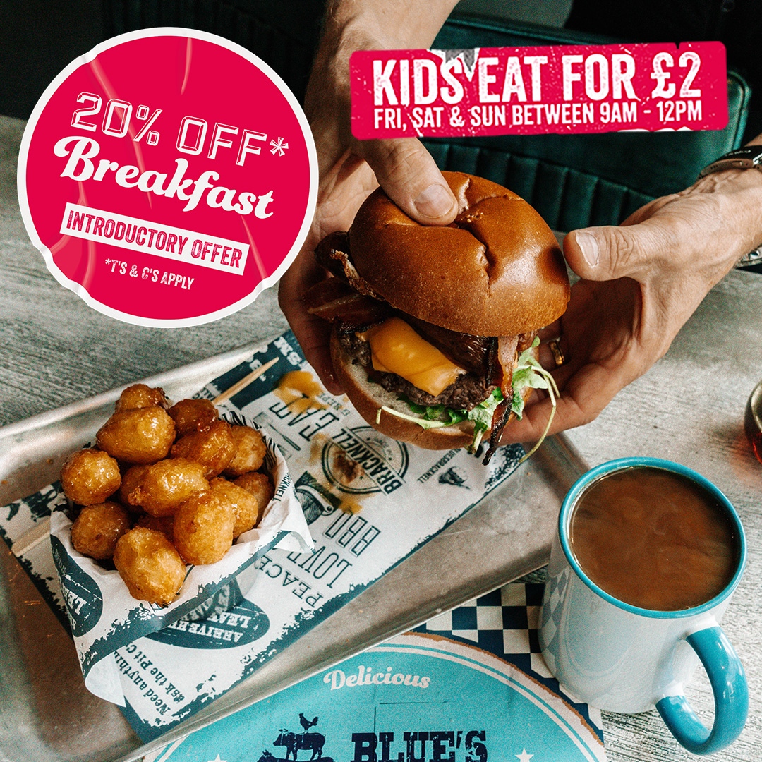 If there’s one thing the USA knows how to do, it’s make an epic Breakfast. Don’t believe us? Come down to Blue’s and try it for yourself (and save 20% while you’re at it) 

Book here! bluessmokehouse.com/locations/ 

Ts and cs apply bluessmokehouse.com/promotions-ter…
