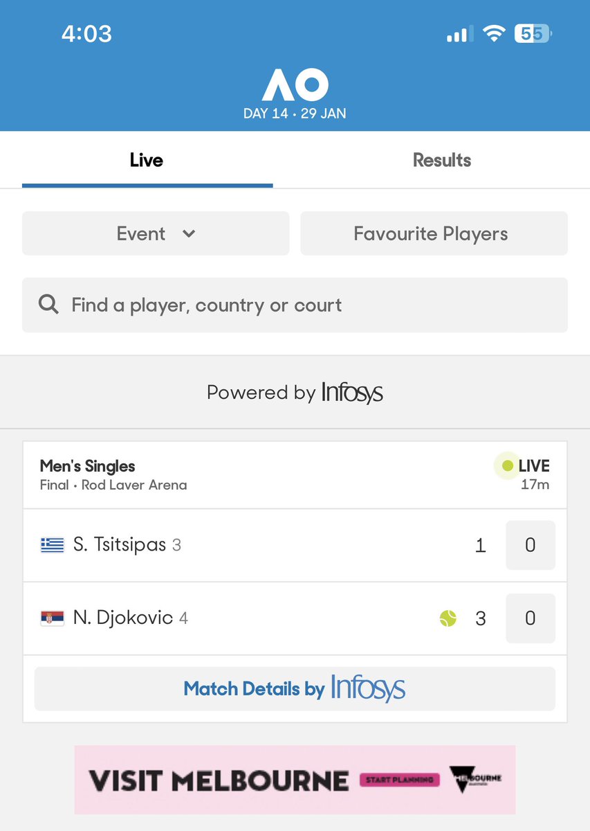 howardruns's tweet image. @steftsitsipas #DoubleFault gives @DjokerNole a significant advantage

#2023 @AustralianOpen