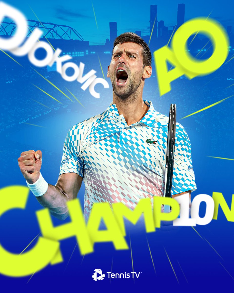 CHAMP10N 👑

<a href="/DjokerNole/">Novak Djokovic</a> wins his TENTH #AusOpen title - a record-tying 22nd GRAND SLAM TITLE!!!