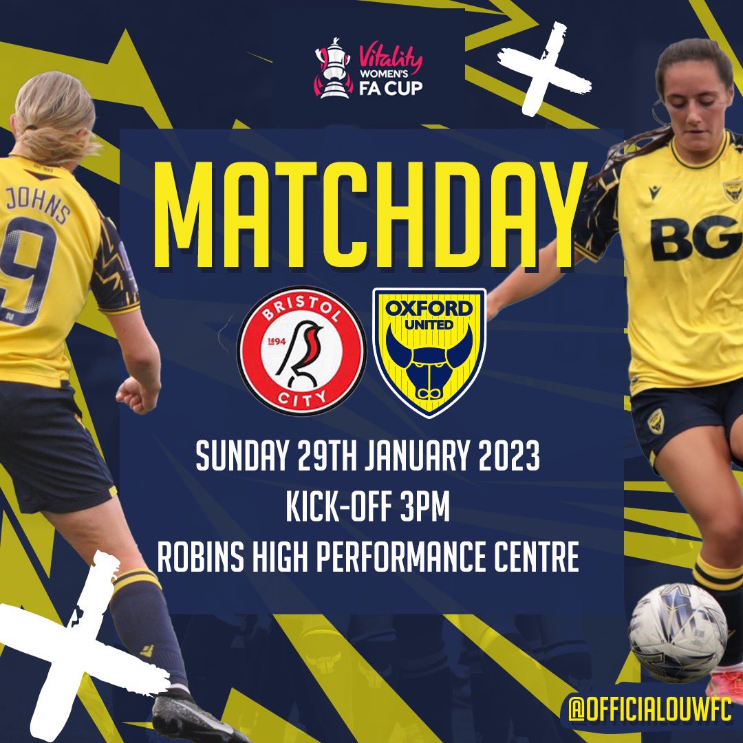 OfficialOUWFC's tweet photo. 🏆 It’s WFA Cup Day! 🏆

The U’s take on Bristol City Women this afternoon. Come on you Yellows!

🟡🔵 #OUWFC | #COYY https://t.co/pnNY3zgx5u