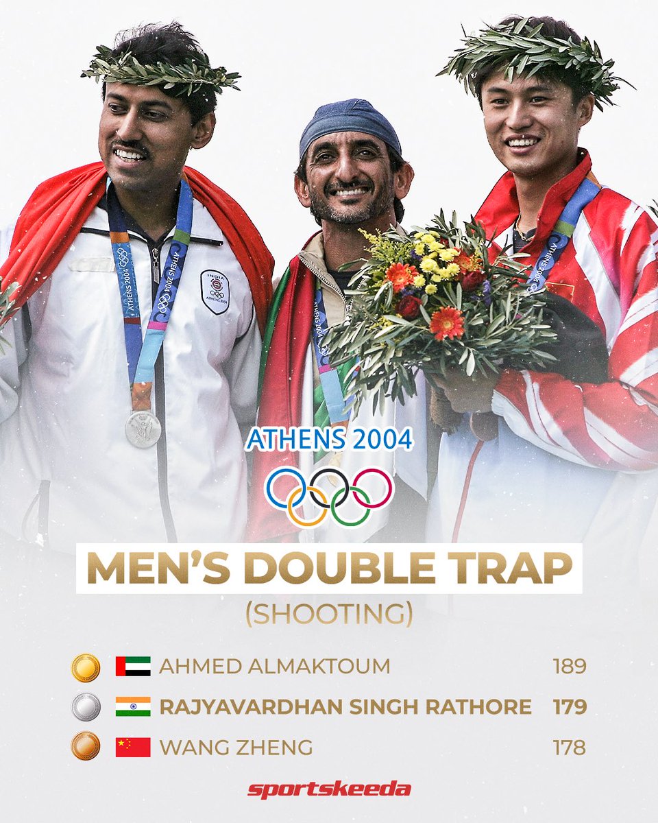 Sportskeeda's tweet image. A look at the scorecard in #Athens2004 Olympics, which gave India its first ever individual silver medal at the #Olympics, thanks to Rajyavardhan Singh Rathore! 🇮🇳🥈❤️

@Ra_THORe 

#Shooting