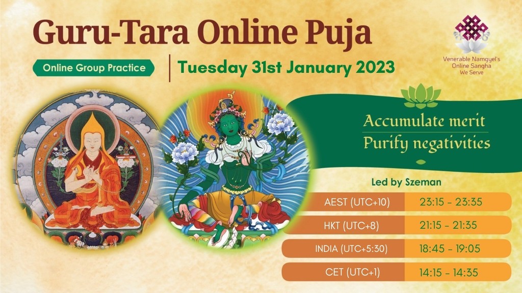 【Guru-Tara Puja @ Tibetan Special Guru Day】

Vajra Guru, essence of the Buddha, please bless me!
So that I may realise the original ground, the Great Perfection free from eight limitations,
Through the direct path on which the veils of view and medit… ift.tt/u70YX4d