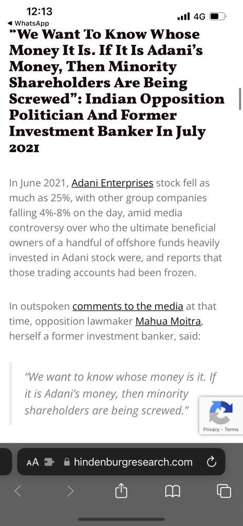 MahuaMoitra's tweet photo. Glad that @HindenburgRes used my letters to @SEBI_India as part of their investigative work &amp; reached a “logical conclusion” even if SEBI couldn’t! https://t.co/iUavZ92GKx