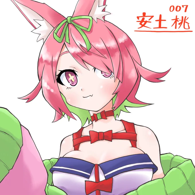 載せた筈だけど見当たらないのでもう一度。007 安土桃さん。#もっとももちゃんあーと#にじさんじ五十音順に描いたら童田明治の時には画力上がってる説 