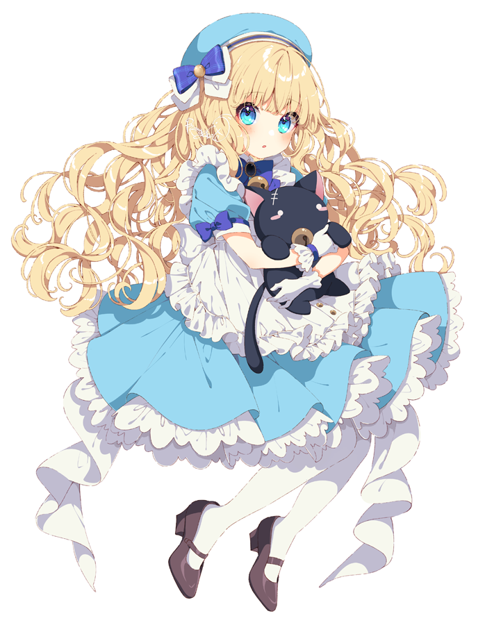 1girl blonde hair long hair dress blue eyes white background blue dress  illustration images