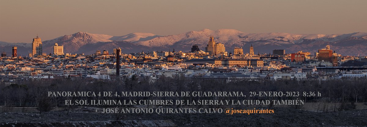 JoseAQuirantes's tweet image. Hace 2 horas acabo de conseguir unas fotos que llevaba mucho tiempo persiguiendo: panorámica de Madrid con la Sierra de Guadarrama nevada, mostrando en secuencia el amanecer con los colores del arco anticrepuscular (sombra de la Tierra y cinturón de Venus). ¿cual te gusta más? 💪