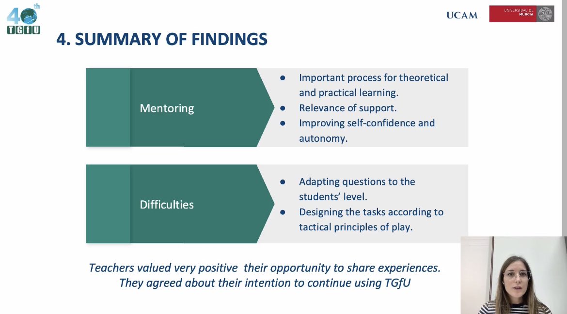 mdltmorales's tweet photo. A #TGfU mentoring programme for teachers, based on motivational strategies, could be crucial for dealing with barriers and difficulties to implement TGfU. At the @TGfUInfo 40th Aniv Conference
@UCAM_CAFD @UCAM_Investiga @UCAM #BTeamEsp https://t.co/ut7EUEo3Hr