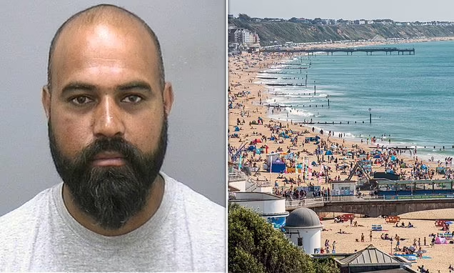 Illegal immigrant Kuku Machhal, 31, of Southall from India sexually assaulted 2 women at a Bournemouth beach while his friends watched and laughed has been jailed for 18 months at Portsmouth Crown Court.