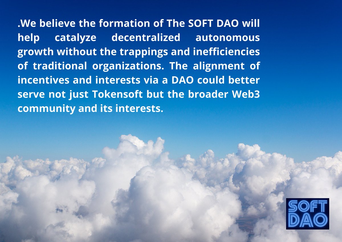 Aleksey__J's tweet photo. How do DAOs work ...

@thesoftdao is a combination of rules with a code. A set of rules attached to a control structure and embedded in code. This concept is implemented through smart contracts and provides a governance mechanism.
1/5

#jGo #SoftDAO - rock web3 https://t.co/kkG4GgtrPh
