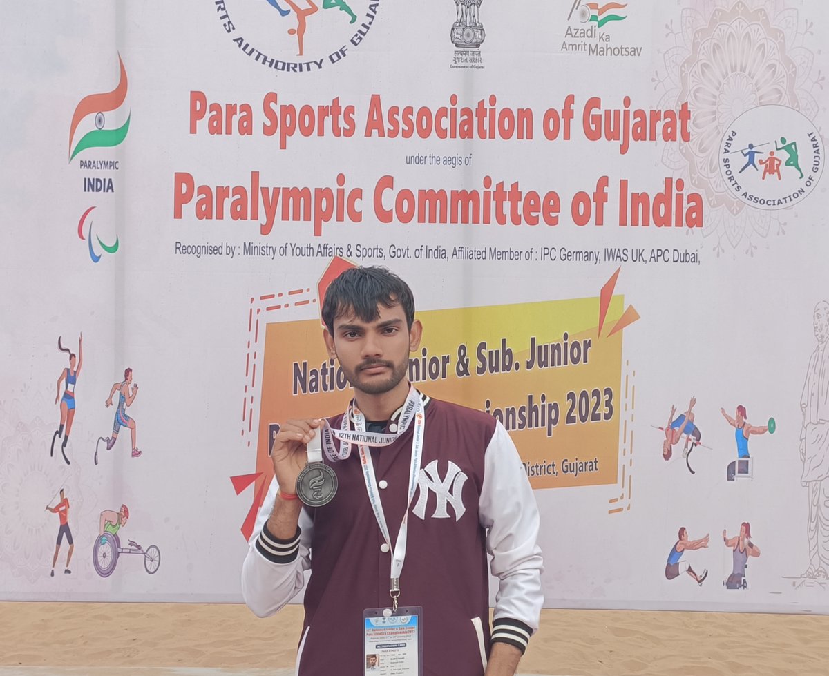iitgn's tweet photo. Delighted to share that Sumit Yadav, a preparatory student @iitgn, has bagged two silver🥈medals at the 12th National Junior &amp; Sub Junior Para Athletics Championship 2023! He secured second position in the #LongJump and #JavelinThrow games in the U-19 Boys’ category
#ParaAthletes https://t.co/3dDDr4qc25