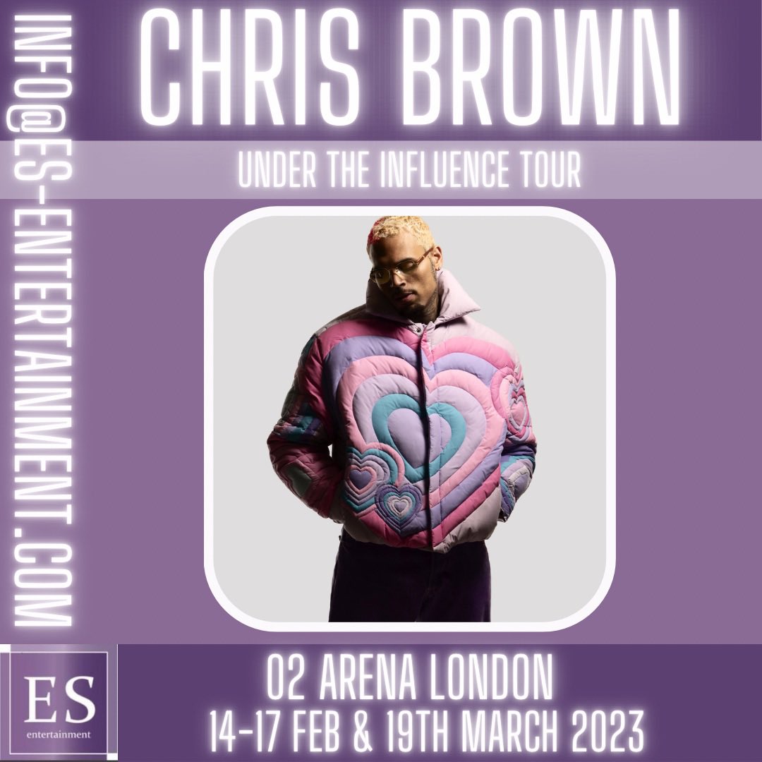 🎵 Happy Sunday! 🎵

Chris Brown is back at the O2 with his ‘Under the Influence’ tour and ES have access to all his dates! 

A must for all Chris Brown fans! 🎤

#chrisbrown #chrisbrownofficial #chrisbrownworld #chrisbrownlive #chrisbrownlondon #chrisbrownundertheinfluence