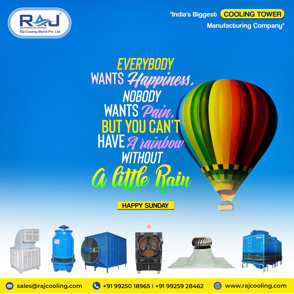 Happy Sunday !! 🌬️

#HappySunday #SundayMotivation #sundayquotes #rajcoolingworld #coolingtower #watertreatment #coolingtowers #chemical #powerplant #hvac #chiller #boiler #cooling #coolingsystem #air #chiler #refresh #quality #raj #rajkot #gujarat

🌐 rajcooling.com