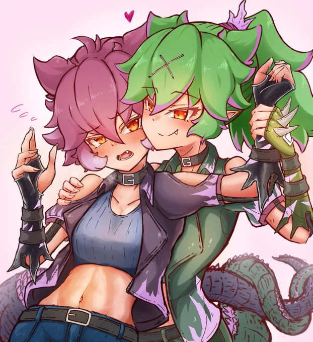 【再掲】#怪獣擬人化ミレゴジ&ギラゴジの姉妹百合 