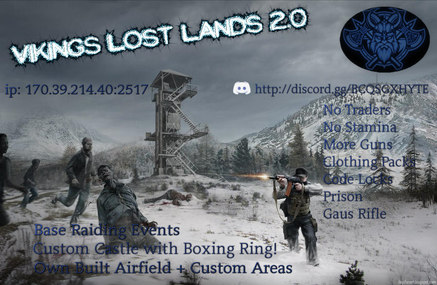 chunkyjunky01's tweet photo. hello fellow survivors...the new vikingslostlands 2.0 is there....join us in a world without traders. costum areas, rading events, and boksing events. dont forget to join our discord!! #DayZ  #Everyone https://t.co/GXQL7f9Yp4