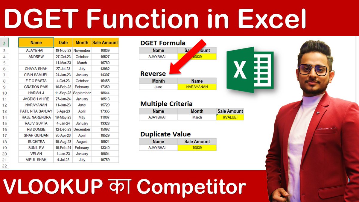 Advance74708516's tweet image. DGET Function in Excel | Competitor of VLOOKUP youtu.be/fI5KpKb5nm0 via @YouTube 
DGET Function in Excel | Competitor of VLOOKUP

#DGET #DGETFormula #Vlookup #Xlookup #Hlookup #Formula #Excel #advancement #rohitnarang
